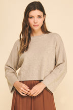 Wide Sleeve Sweater with Gathered Back Detail
