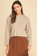 Wide Sleeve Sweater with Gathered Back Detail