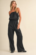 Strapless Stripe Trim Jumpsuit