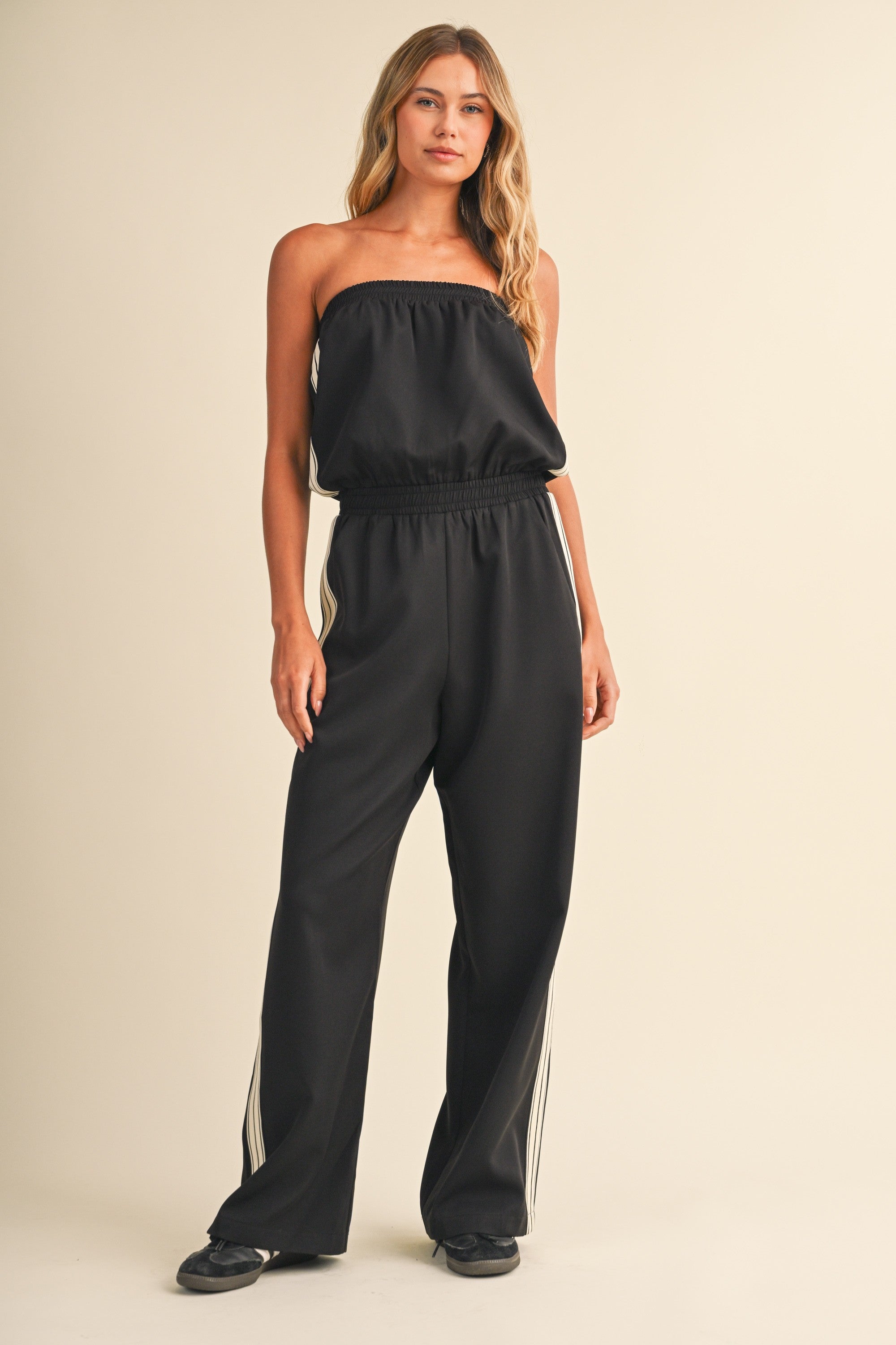 Strapless Stripe Trim Jumpsuit Secondary image