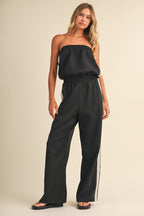 Strapless Stripe Trim Jumpsuit