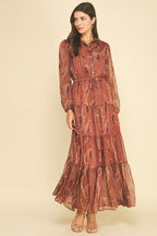 Paisley Boho Print Tiered Maxi Dress