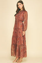 Paisley Boho Print Tiered Maxi Dress