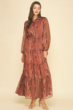 Paisley Boho Print Tiered Maxi Dress