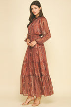 Paisley Boho Print Tiered Maxi Dress