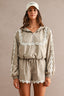 Hood Half Zip Up Lace Trim Windbreaker Jacket And Shorts Set