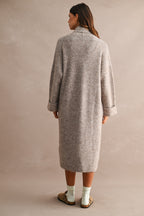 Solid Longline Open Front Knit Cardigan (Lt Mocha)
