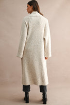 Solid Longline Open Front Knit Cardigan (Lt Taupe)