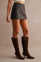 Faux Leather High Waist Mini Skort