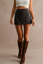 Faux Leather High Waist Mini Skort