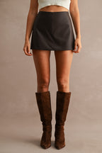 Faux Leather High Waist Mini Skort
