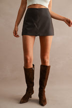 Faux Leather High Waist Mini Skort