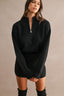 Half-Zip Sweater & Mini Skirt Set (Black)