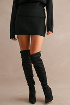 Half-Zip Sweater & Mini Skirt Set (Black)