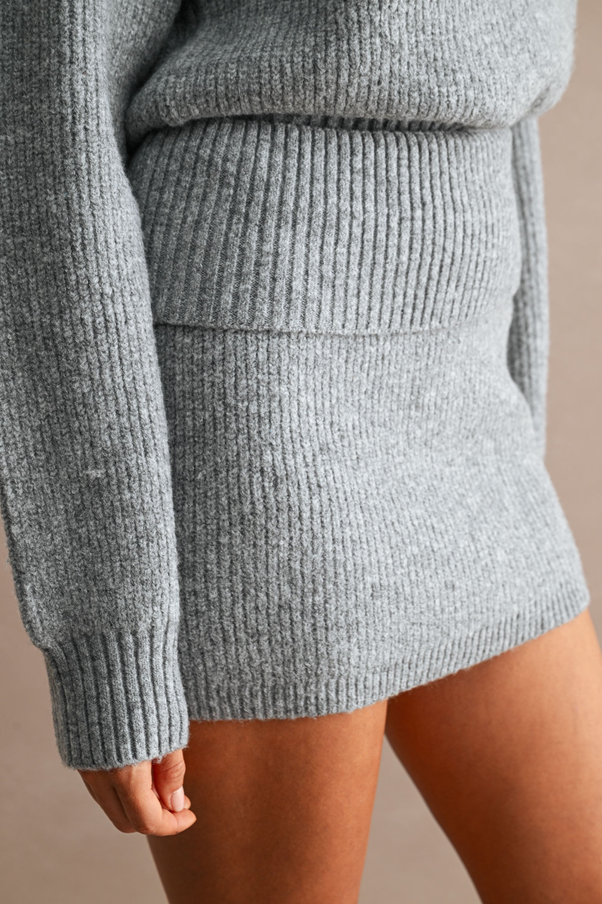 Half-Zip Sweater & Mini Skirt Set (Heather Grey) Secondary image