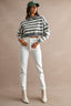 Striped Polo Cropped Sweater (Grey/Cream)