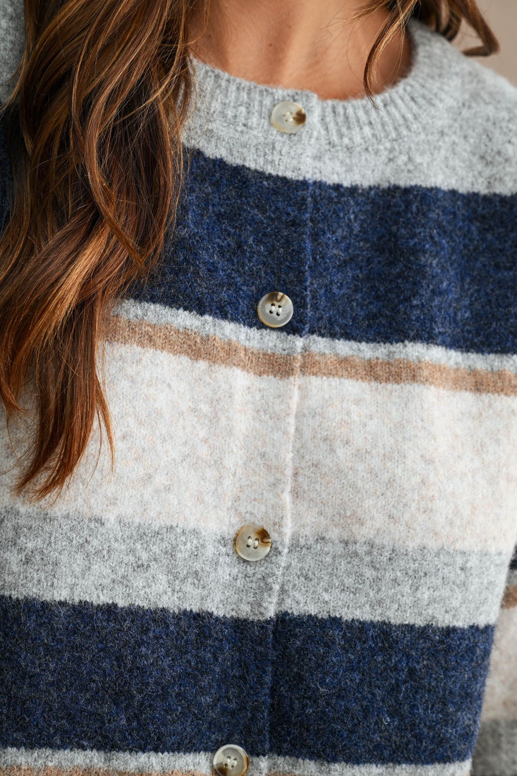 Multi-Color Striped Long Sleeve Knit Cropped Cardigan