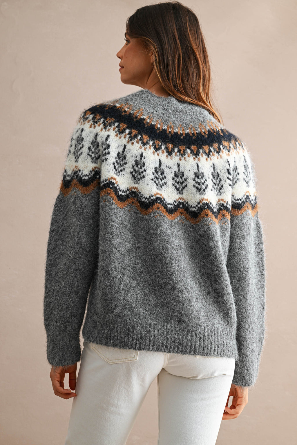 Fuzzy Fair Isle Knit Sweater