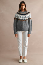 Fuzzy Fair Isle Knit Sweater