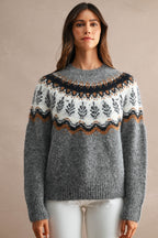 Fuzzy Fair Isle Knit Sweater