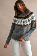 Fuzzy Fair Isle Knit Sweater