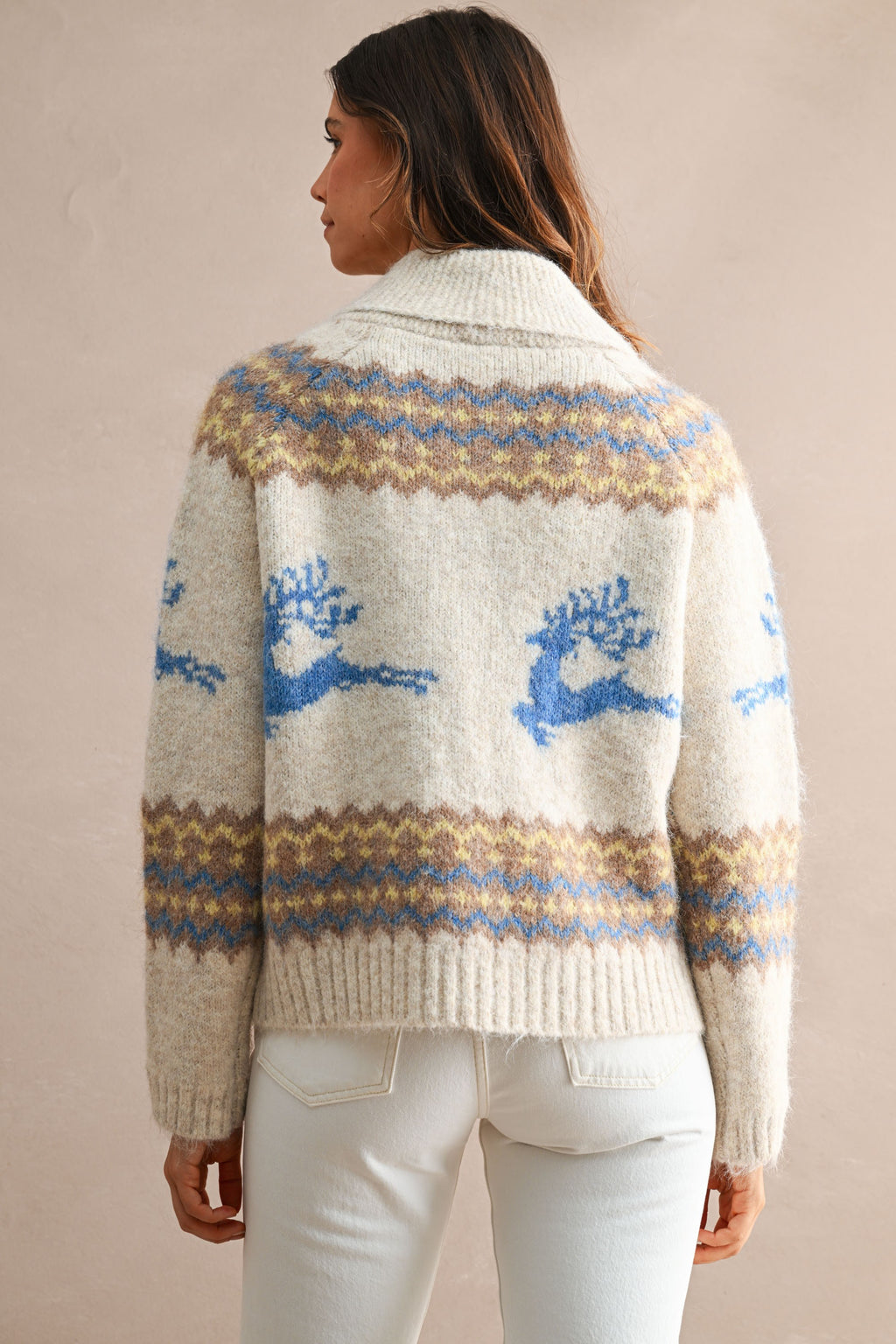 Nordic Pattern Zip Up Cardigan Sweater