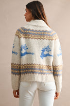 Nordic Pattern Zip Up Cardigan Sweater