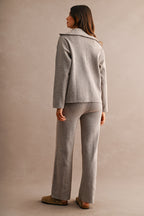 Half-Zip Sweater & Wide-Leg Pants Set (Mocha)