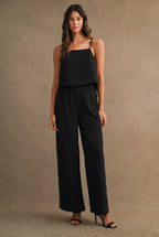 Adjustable Strap Crop Top And Long Pants Set