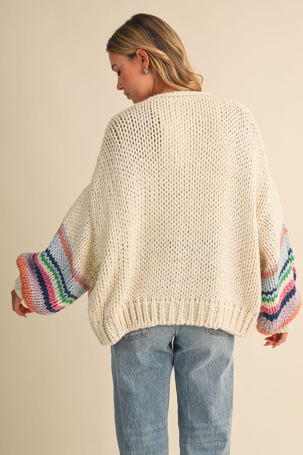 Multi Color Block Cardigan (Cream)