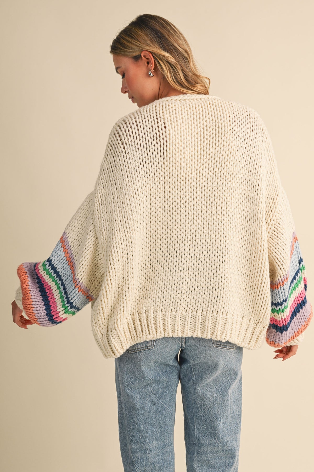 Multi Color Block Cardigan (Cream)