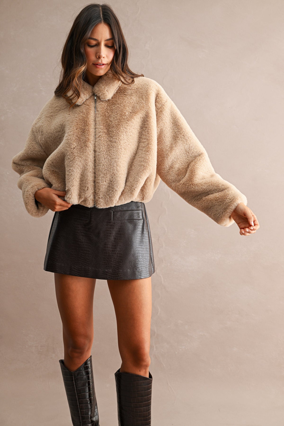 Cropped Faux Fur Jacket