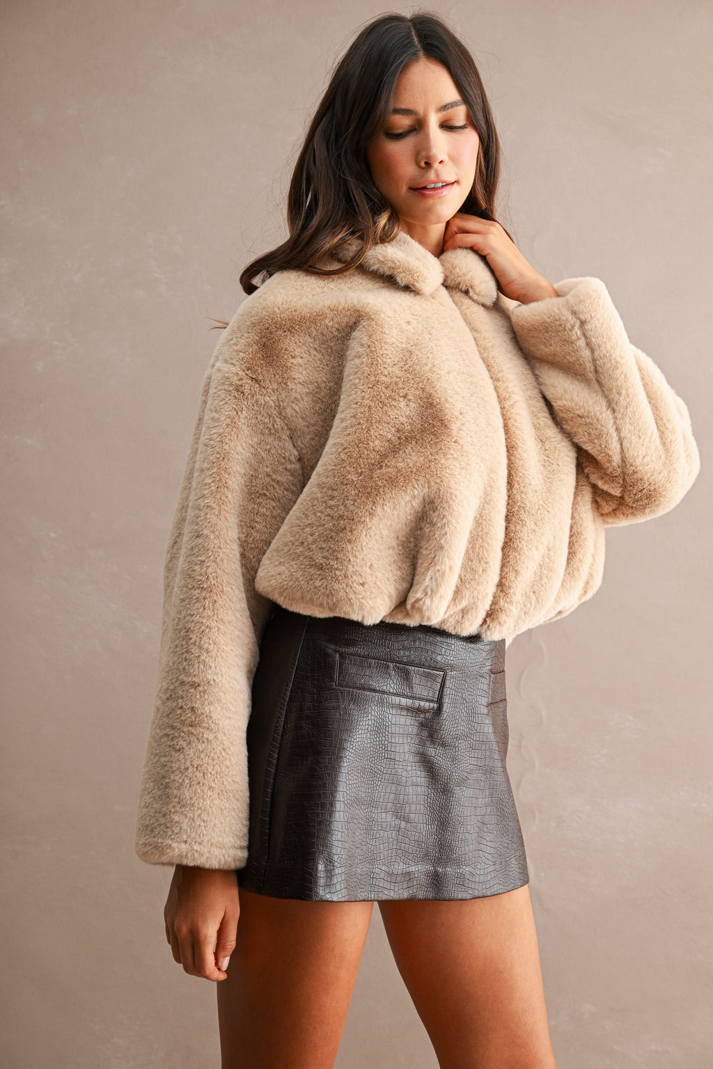 Cropped Faux Fur Jacket