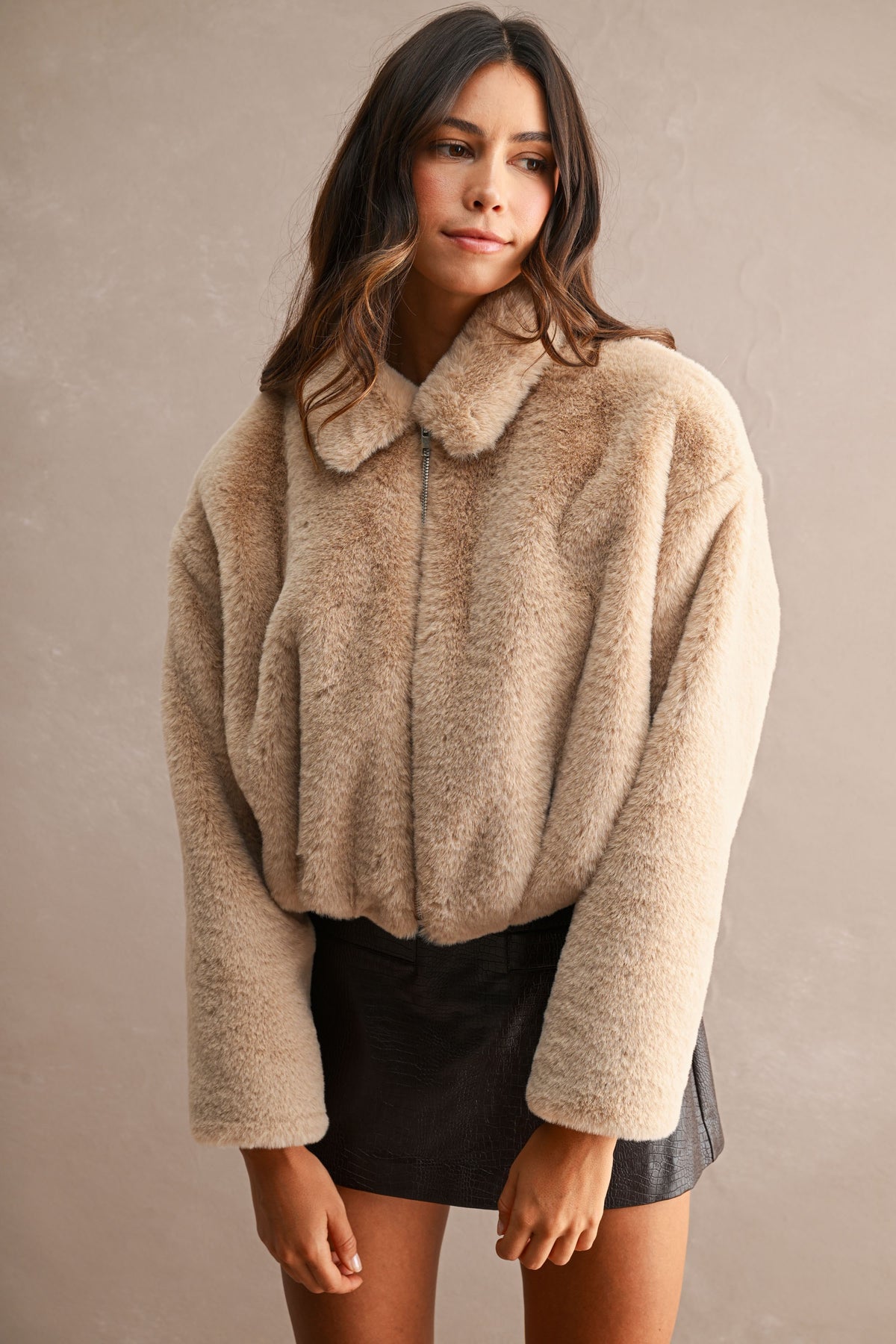 Cropped Faux Fur Jacket
