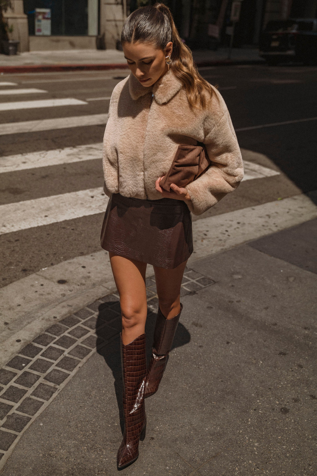 Cropped Faux Fur Jacket