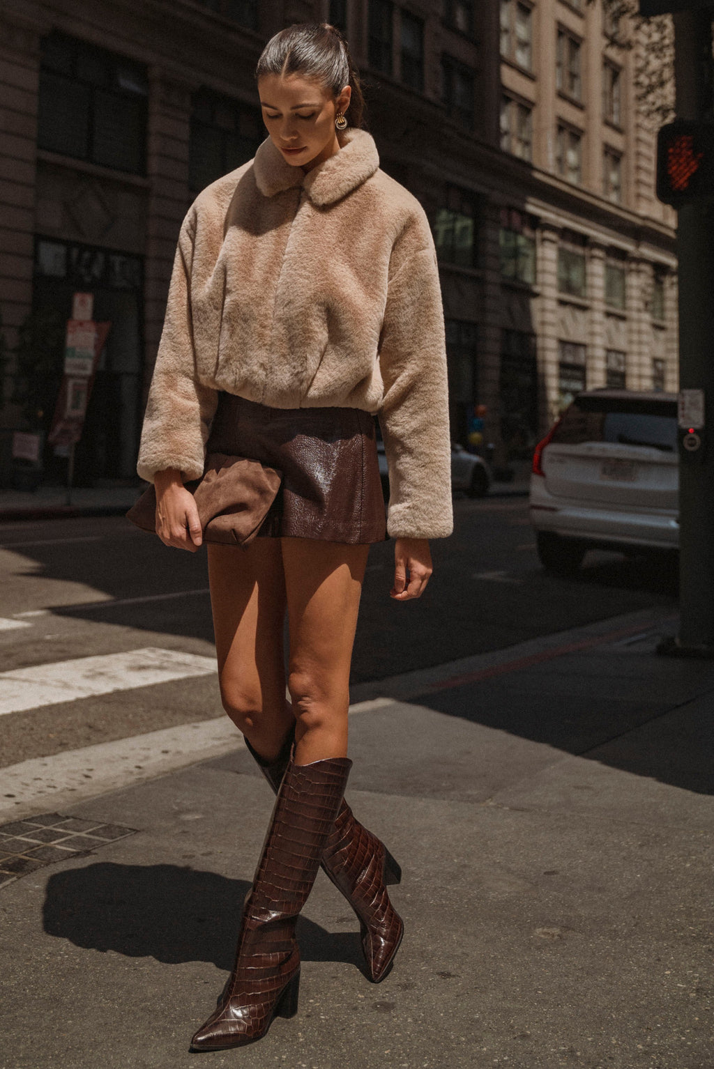Cropped Faux Fur Jacket