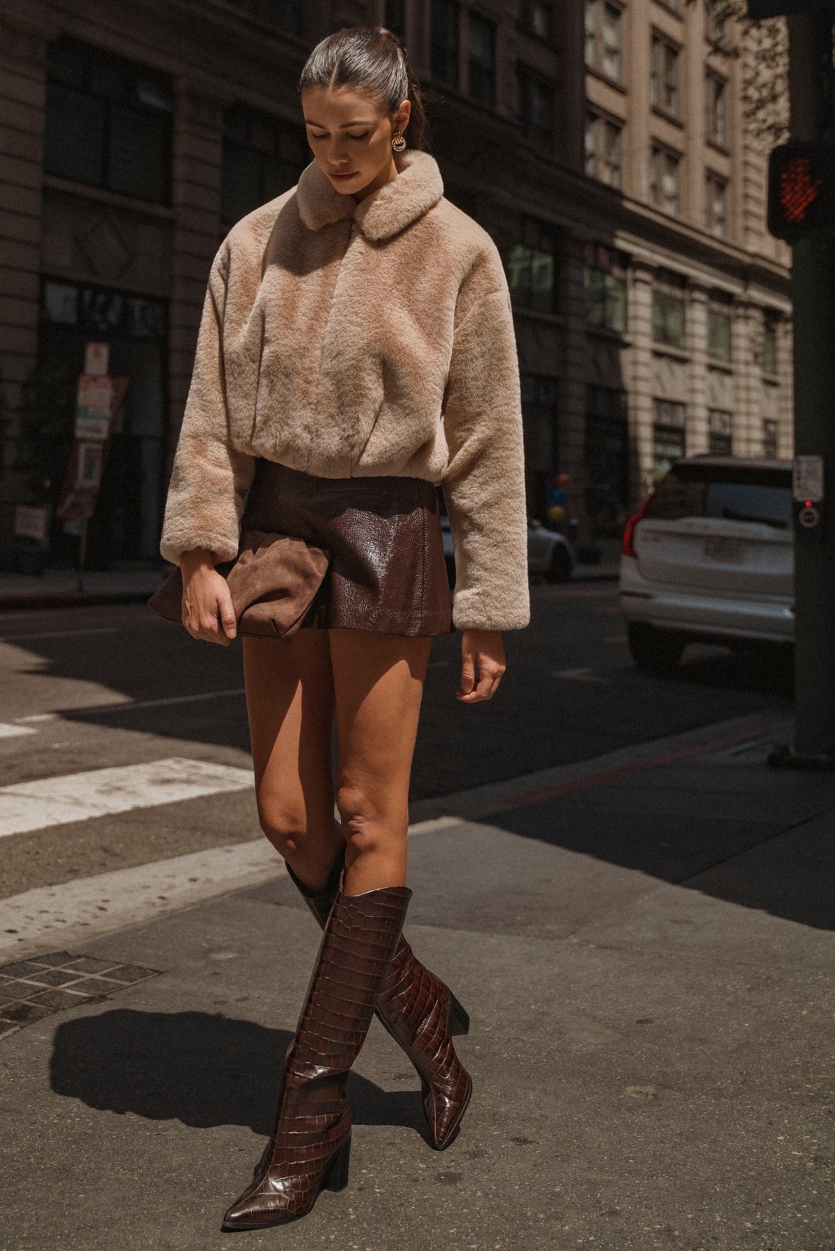 Cropped Faux Fur Jacket
