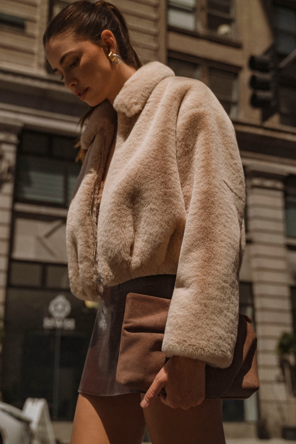 Cropped Faux Fur Jacket