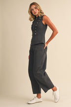 Stretch Twill Zip Front Napoleon Vest And Barrel Pants