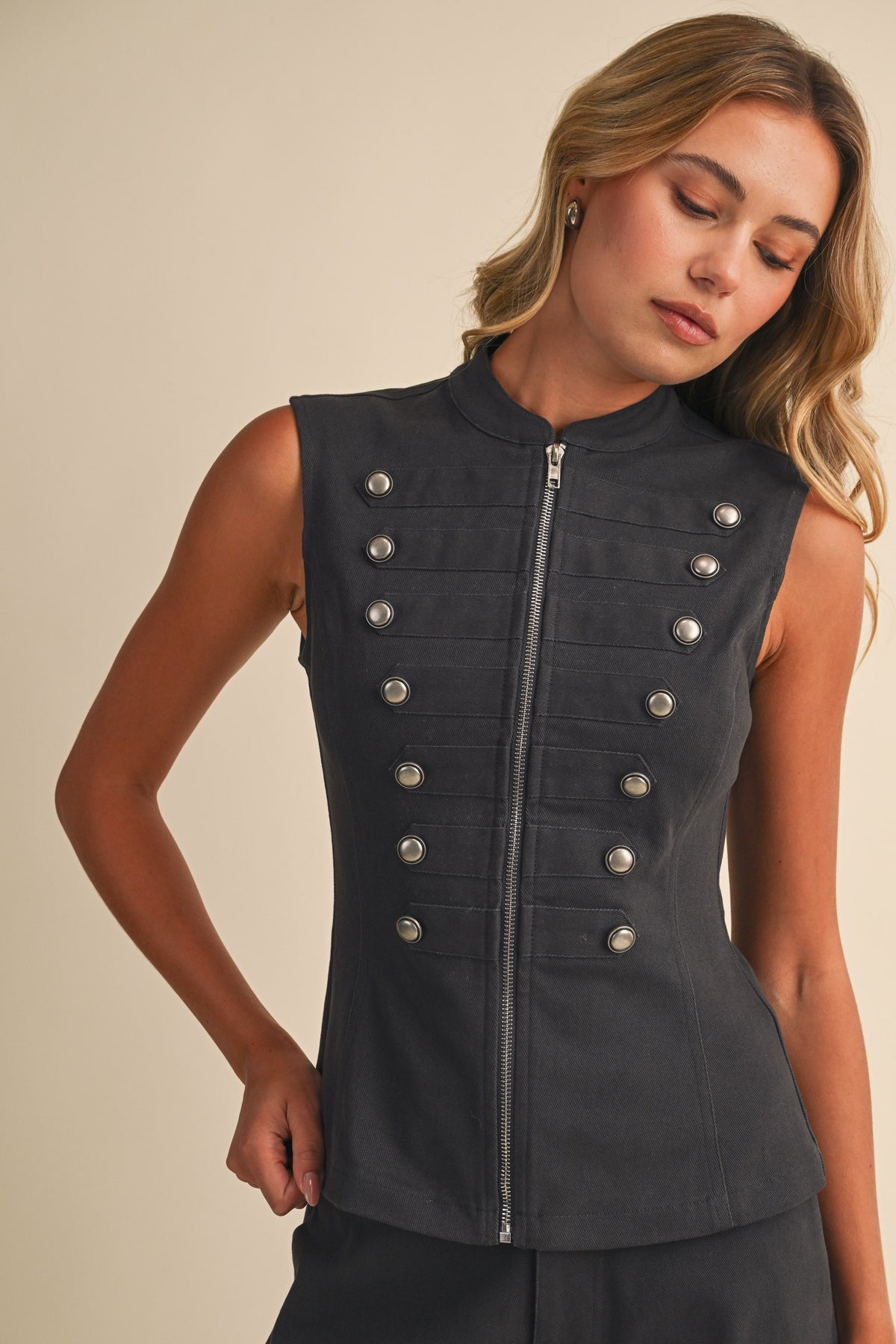 Stretch Twill Zip Front Napoleon Vest And Barrel Pants