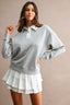 Contrast Collar Scuba Sweatshirt And Pleated Skirt Set