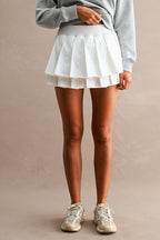Contrast Collar Scuba Sweatshirt And Pleated Skirt Set