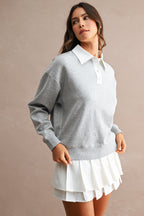 Contrast Collar Scuba Sweatshirt And Pleated Skirt Set