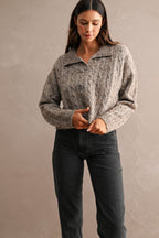 Collared Cable Knit Cropped Sweater (Mocha)