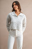 Collared Cable Knit Cropped Sweater (Light Heather Grey)