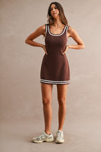 Scuba Sleevless Dress (Chocolate Brown)