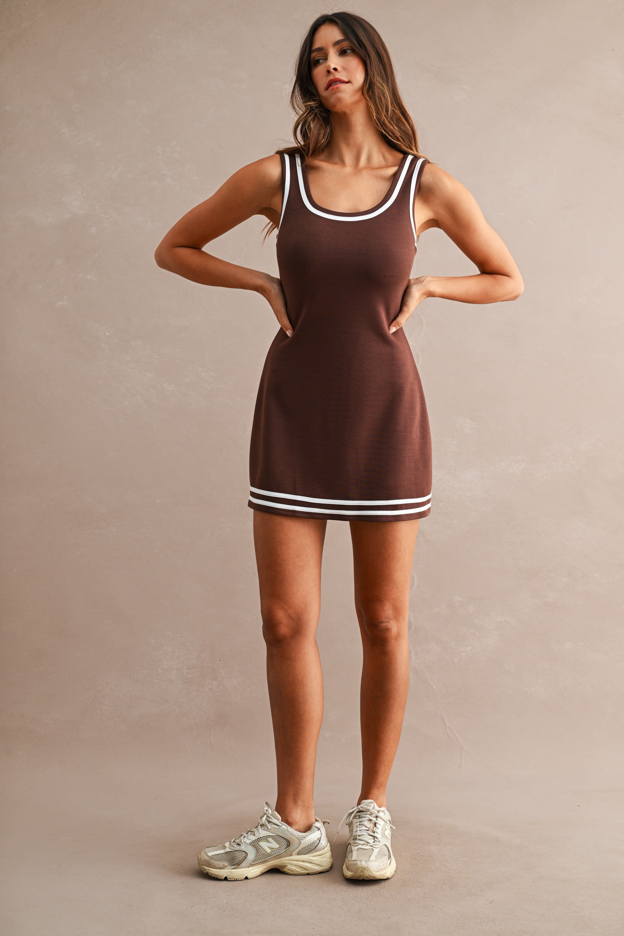 Scuba Sleevless Dress (Chocolate Brown)