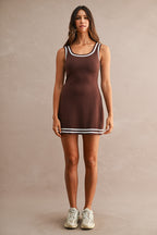 Scuba Sleevless Dress (Chocolate Brown)