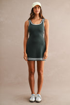 Scuba Sleevless Dress (Hunter Green)
