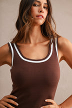Scuba Sleevless Dress (Chocolate Brown)